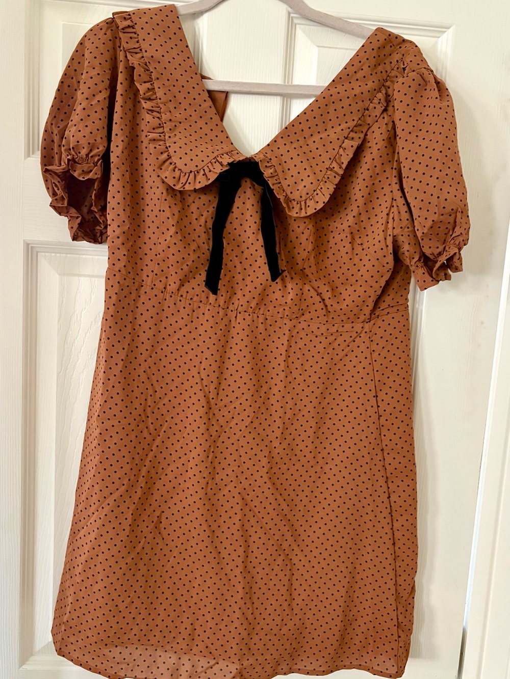 Blu Pepper Rust Brown Polka Dot Dress with Black Dots